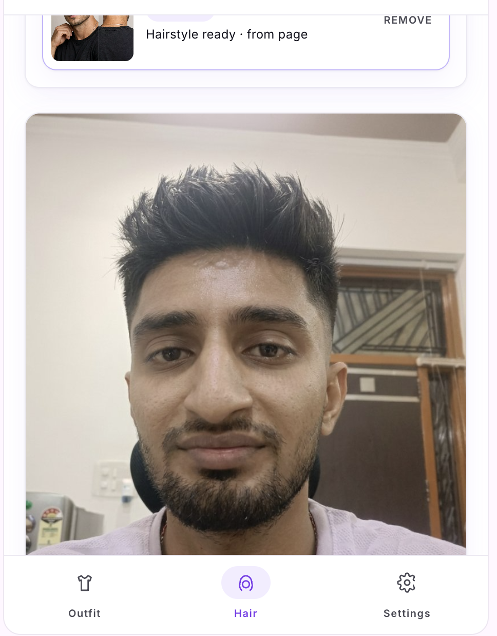 Result — the user with the textured spiky quiff