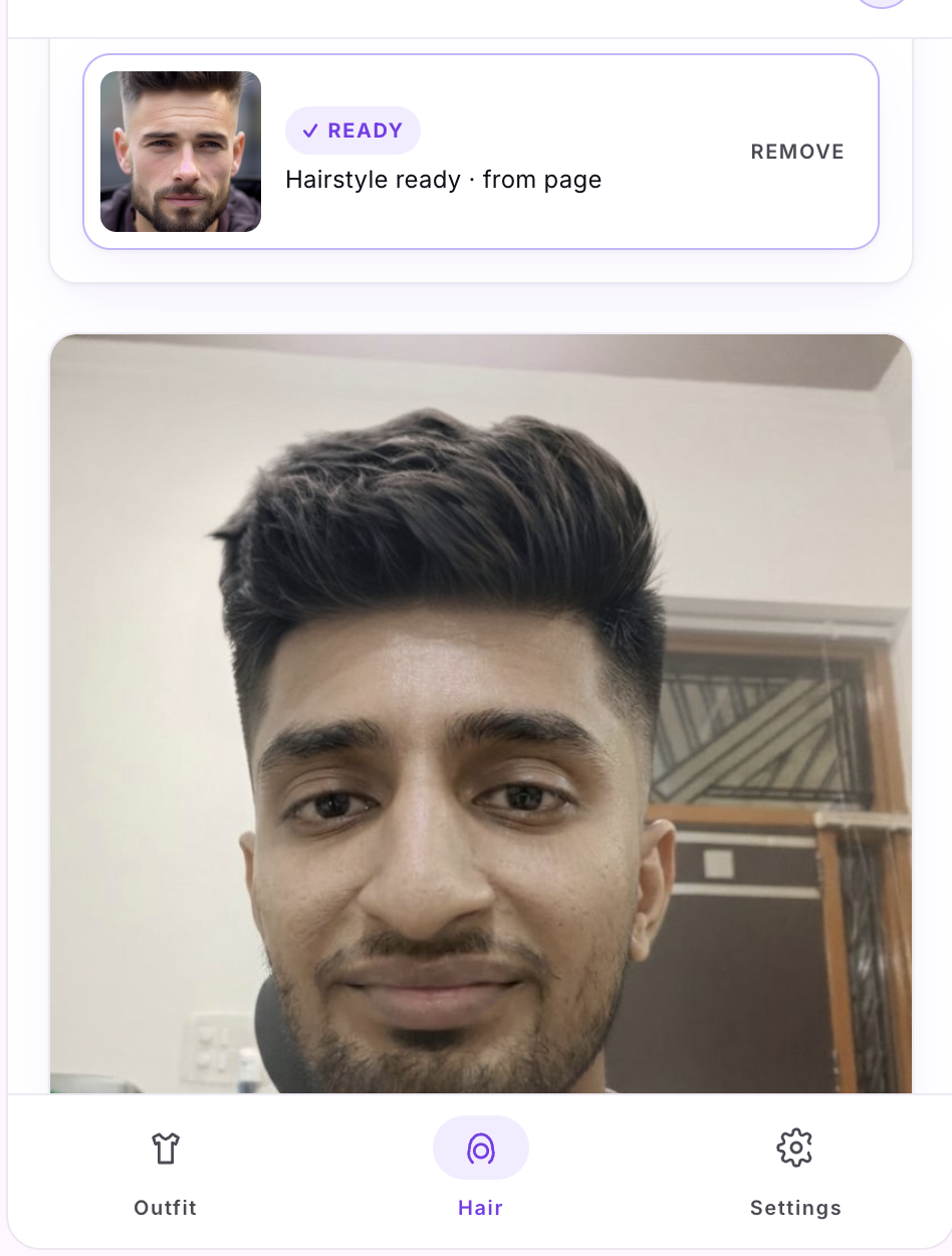 Result — the user with the side-swept quiff