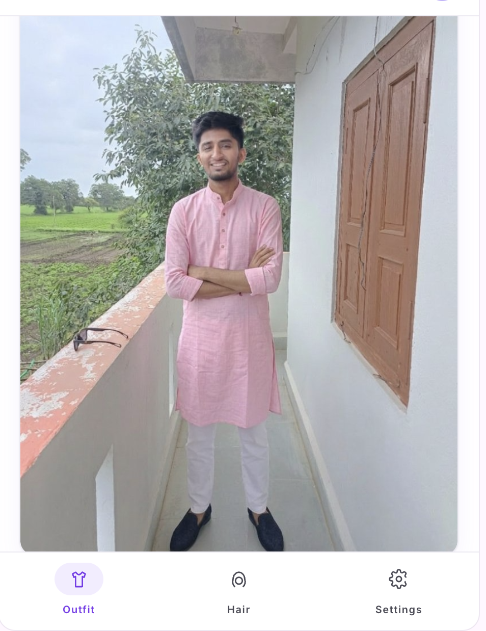 The result — the user wearing the kurta