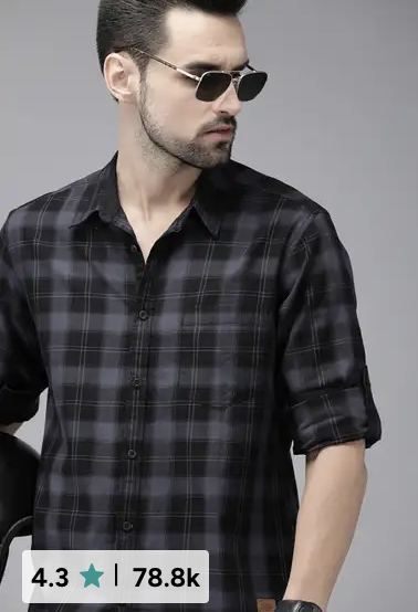 A checked shirt — top from a Myntra model